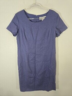 *NWT* Adolfo Studio Periwinkle Blue-Lavender Linen Blend Shift Dress, size 12